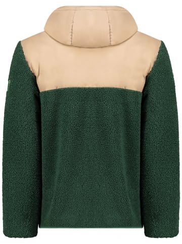 Geographical Norway Kurtka polarowa "Teclass" w kolorze ciemnozielono-beżowym