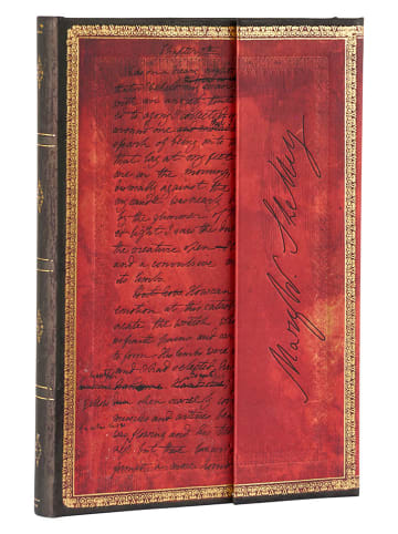 Paperblanks Notatnik "M. Shelley, Frankenstein" w kolorze czerwonym w linie - 12,5 x 18 cm