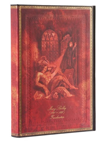 Paperblanks Notatnik "M. Shelley, Frankenstein" w kolorze czerwonym w linie - 18 x 23 cm