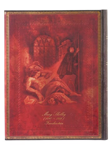 Paperblanks Notatnik "M. Shelley, Frankenstein" w kolorze czerwonym w linie - 18 x 23 cm