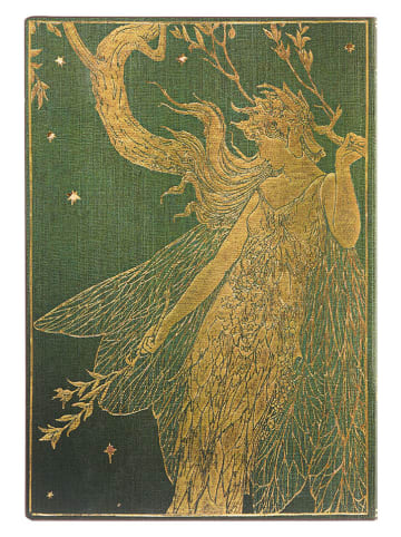 Paperblanks Notatnik "Olive Fairy" w kolorze zielonym w linie - 12 x 17,5 cm