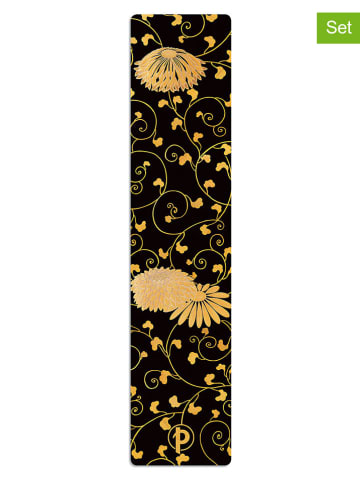 Paperblanks 3er-Set: Lesezeichen ''Karakusa'' in Schwarz/ Gold - (B)4 x (H)18,5 cm