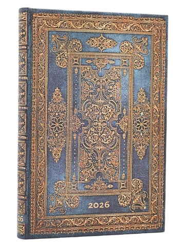 Paperblanks Horizontaler Notiz-Wochenplaner ''2026 - Blue Luxe'' in Blau - (B)9,5 x (H)14 cm