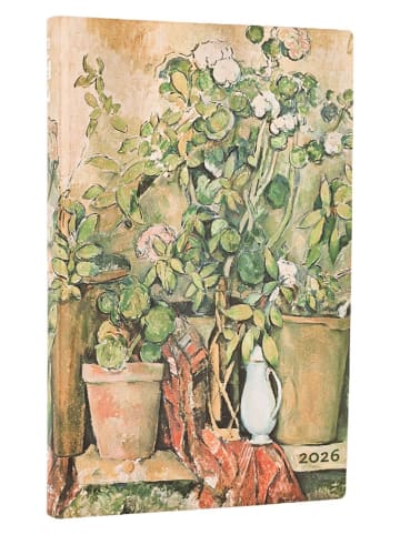 Paperblanks Tagesplaner ''2026 - Cezannes Terrakotta'' in Beige/ Grün - (B)13,5 x (H)20 cm