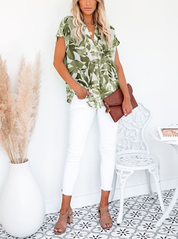 LA Angels Bluse in Weiß/ Khaki