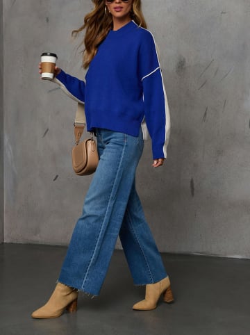 Milan Kiss Pullover  in Blau/ Creme