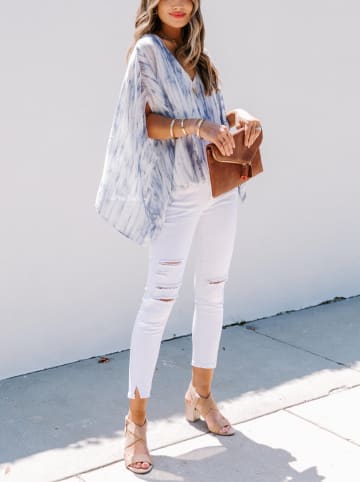 Milan Kiss Bluse in Weiß/ Blau