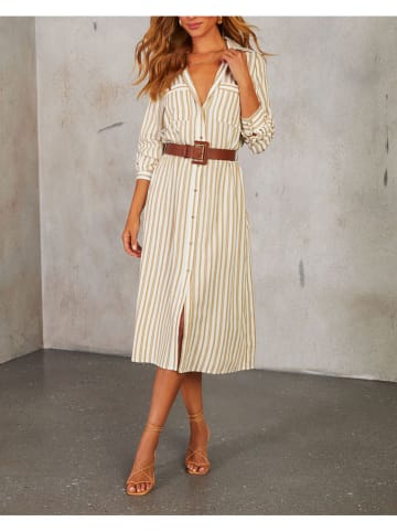 Milan Kiss Kleid in Beige/ Weiß