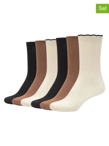 camano 6er-Set: Socken in Beige/ Hellbraun/ Schwarz