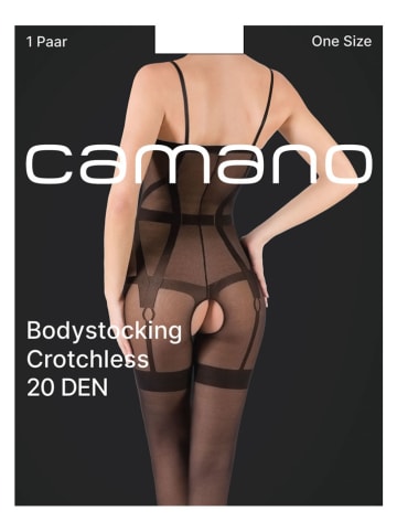 camano Bodystocking "Ouvert " w kolorze czarnym - 20 DEN