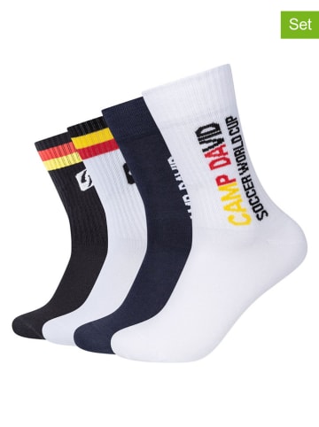 CAMP DAVID 4er-Set: Socken in Dunkelblau/ Weiß