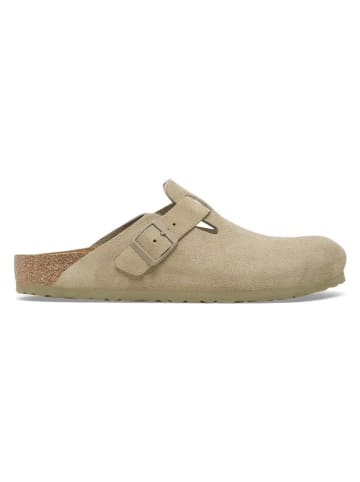 Birkenstock Leder-Pantoletten "Boston" in Beige