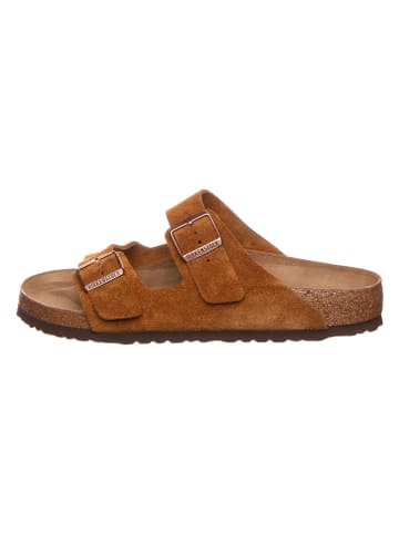 Birkenstock Leder-Pantoletten "Arizona" in Hellbraun - Weite N