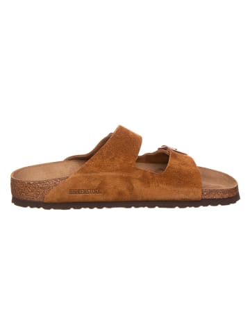 Birkenstock Leder-Pantoletten "Arizona" in Hellbraun - Weite N