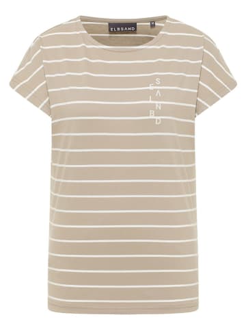 ELBSAND Shirt "Selma" in Beige/ Weiß