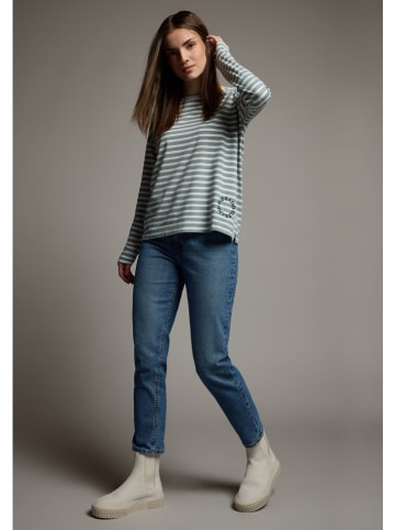 ELBSAND Longsleeve "Tooske" in Grün/ Weiß