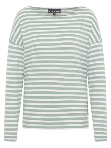 ELBSAND Longsleeve "Tooske" in Grün/ Weiß