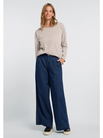 ELBSAND Longsleeve "Tooske" in Beige/ Weiß