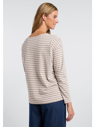 ELBSAND Longsleeve "Tooske" in Beige/ Weiß