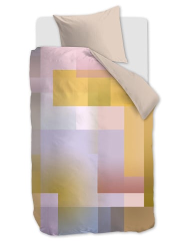 Beddinghouse Komplet pościeli satynowej "Mirage" w kolorze beżowo-żółto-jasnoróżowym