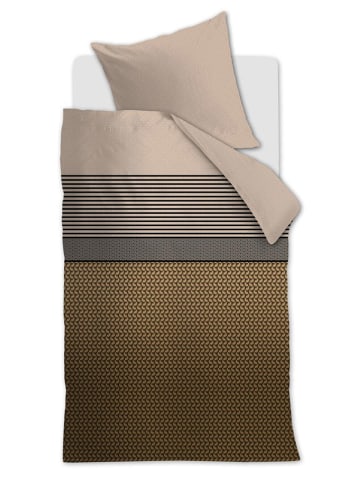 Beddinghouse Komplet pościeli satynowej "Shitake" w kolorze beżowo-jasnobrązowym