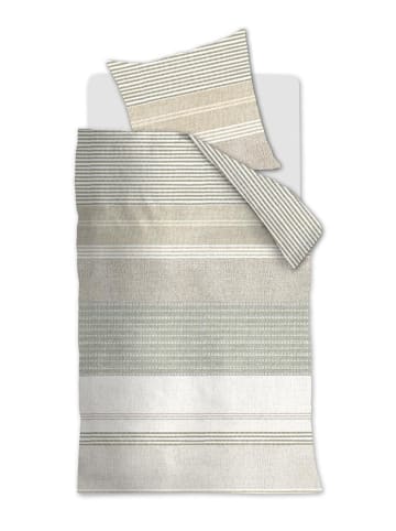 Beddinghouse Flanellen beddengoedset "Stitches" wit/geel