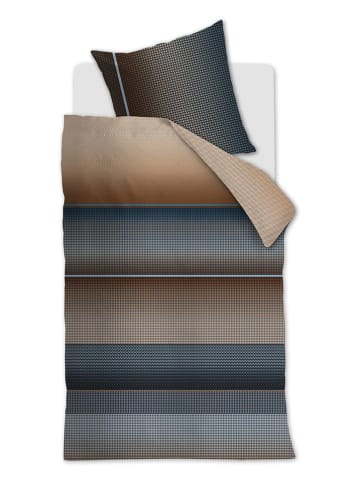 Beddinghouse Komplet pościeli satynowej "Charlottesville" w kolorze jasnobrązowo-niebieskim