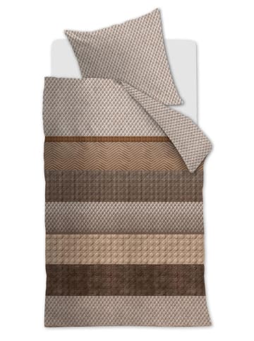 Beddinghouse Komplet pościeli satynowej "Quilted" w kolorze jasnobrązowo-brązowym