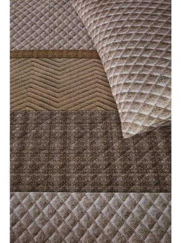 Beddinghouse Satijnen beddengoedset "Quilted" lichtbruin/bruin
