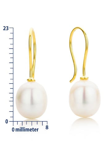 Diamant Exquis Gouden oorhangers met parels