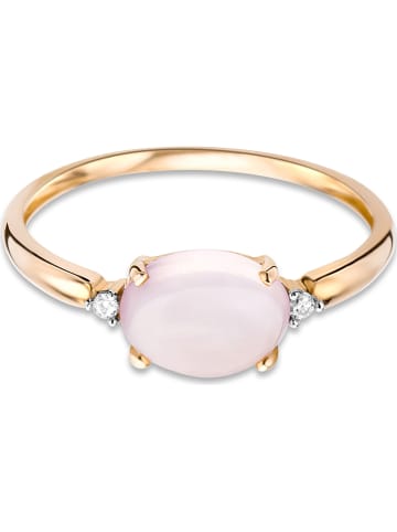 Revoni Roségouden ring met diamanten en rozenkwarts