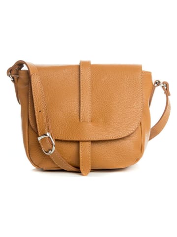 Lia Biassoni Leren schoudertas "Mella" lichtbruin - (B)24 x (H)20 x (D)9 cm