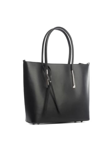 Lia Biassoni Leren schoudertas "Mallero" zwart - (B)32 x (H)30 x (D)12 cm