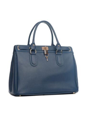 Lia Biassoni Leren handtas "Nure" blauw - (B)36 x (H)28 x (D)18 cm