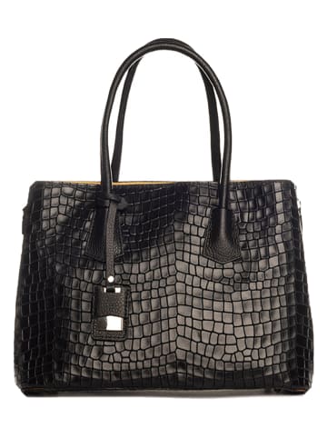 Lia Biassoni Leder-Schultertasche "Allia" in Schwarz - (B)40 x (H)33 x (T)16 cm