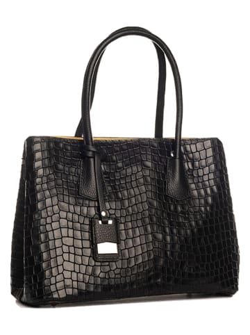 Lia Biassoni Leren schoudertas "Allia" zwart - (B)40 x (H)33 x (D)16 cm