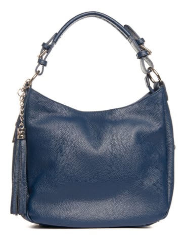 Lia Biassoni Leren schoudertas "Monate" donkerblauw - (B)36 x (H)26 x (D)10 cm