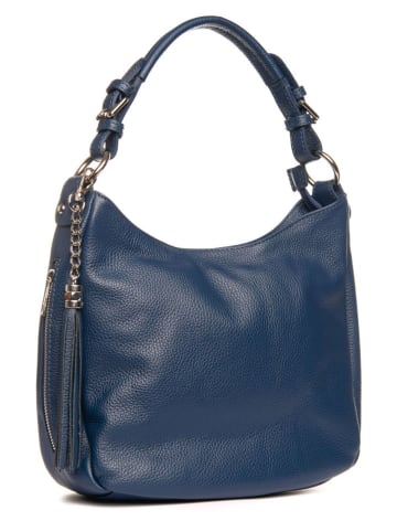 Lia Biassoni Skórzana torebka "Monate" w kolorze granatowym - 36 x 26 x 10 cm