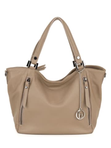 Lia Biassoni Leren shopper "Alserio" taupe - (B)42 x (H)26 x (D)14 cm
