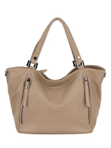Lia Biassoni Leren shopper "Alserio" taupe - (B)42 x (H)26 x (D)14 cm