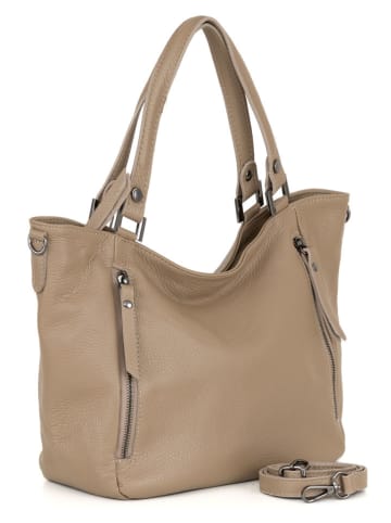 Lia Biassoni Leren shopper "Alserio" taupe - (B)42 x (H)26 x (D)14 cm