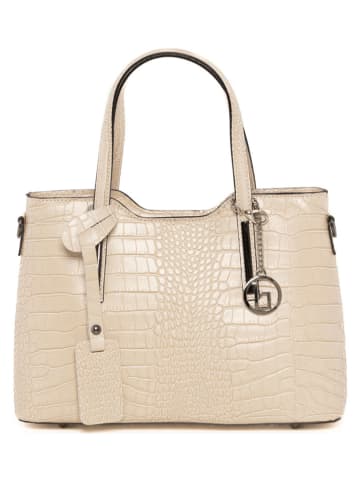Lia Biassoni Leder-Schultertasche "Acco" in Beige - (B)32 x (H)22 x (T)12 cm