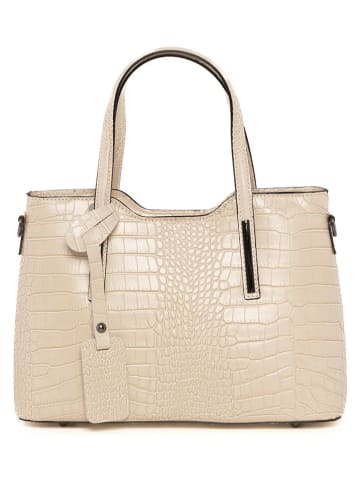 Lia Biassoni Leder-Henkeltasche "Acco" in Beige - (B)32 x (H)22 x (T)12 cm