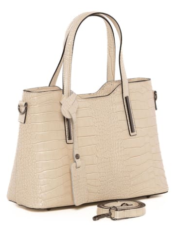 Lia Biassoni Leder-Schultertasche "Acco" in Beige - (B)32 x (H)22 x (T)12 cm