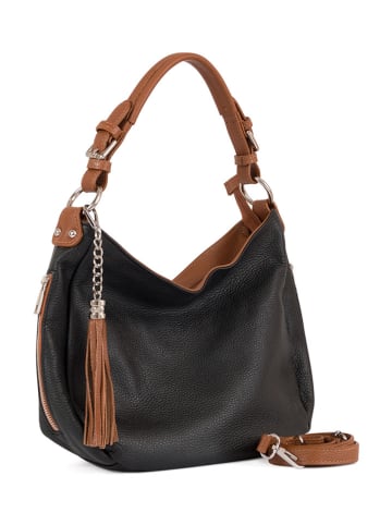 Lia Biassoni Leren schoudertas "Garga" zwart - (B)36 x (H)26 x (D)10 cm