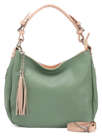 Lia Biassoni Leren schoudertas "Garga" groen - (B)36 x (H)26 x (D)10 cm