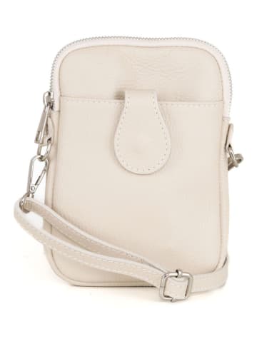 Lia Biassoni Skórzana torebka "Paglia" w kolorze beżowym na telefon - 15 x 20 x 1 cm