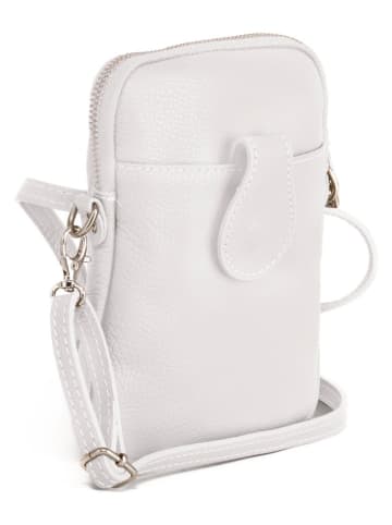 Lia Biassoni Skórzana torebka "Paglia" w kolorze białym na telefon - 15 x 20 x 1 cm