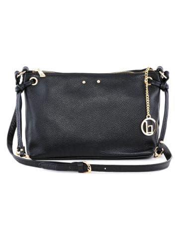 Lia Biassoni Leder-Umhängetasche "Arroscia" in Schwarz - (B)27 x (H)18 x (T)10 cm