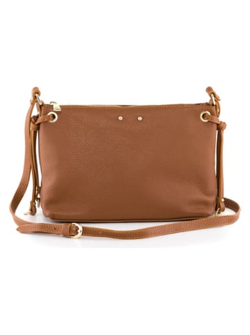 Lia Biassoni Leder-Umhängetasche "Arroscia" in Hellbraun - (B)27 x (H)18 x (T)10 cm